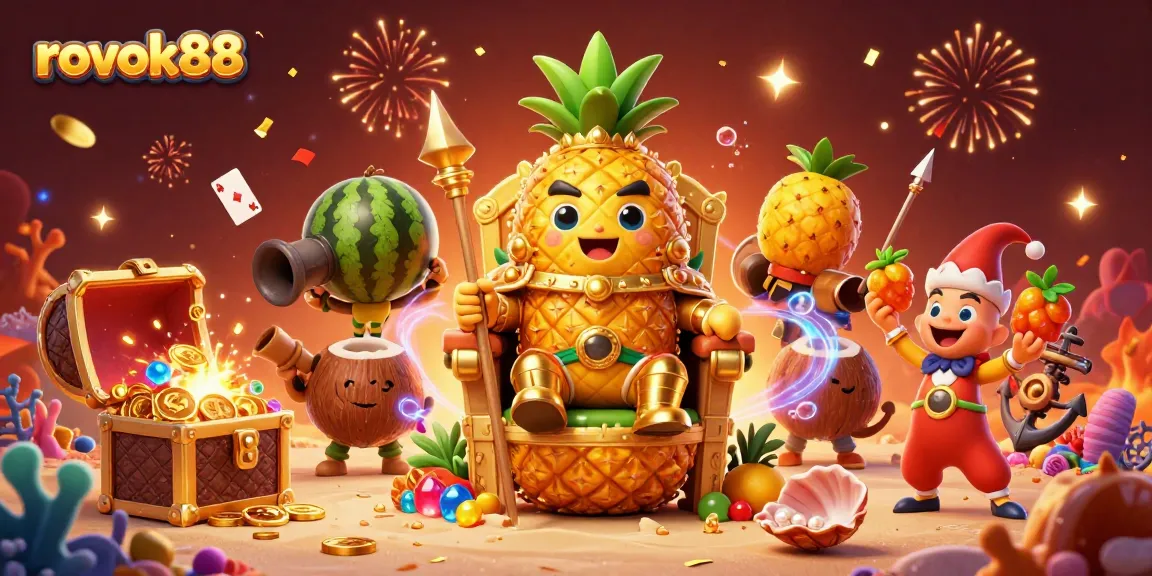 Experience jackpots at rokok88 with golden treasures, vibrant casino elements, and lively character interactions.