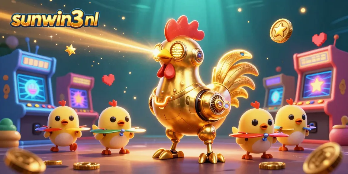 Engage in gaming excitement with sunwin3 nl as a golden rooster robot leads the way.