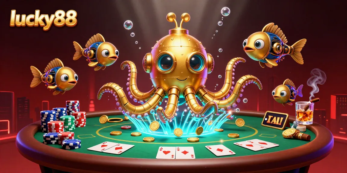 Engage with lucky88 and experience the thrill of winning at poker in this vibrant casino illustration.