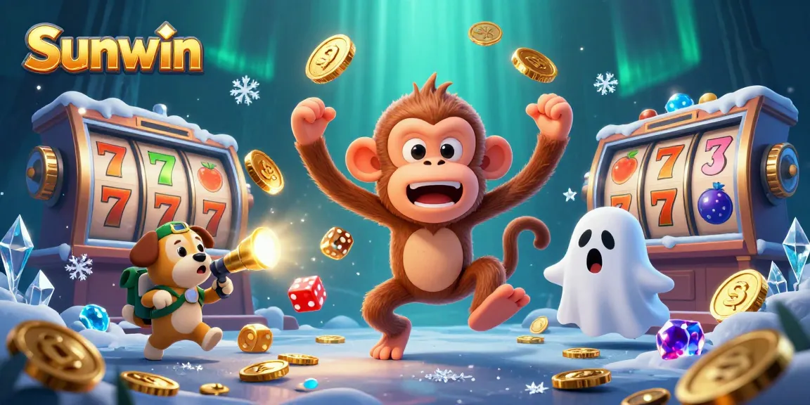 Experience Sunwin's thrilling haunted casino with a playful poltergeist monkey and ghost-hunter puppy.