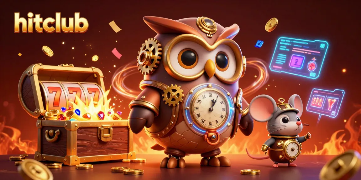 Experience the excitement of hitclub with a time-traveling owl in a vibrant casino scene.