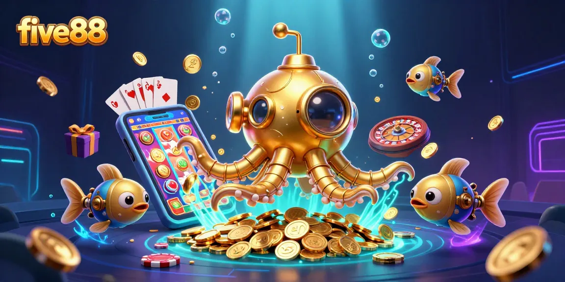 Experience excitement with five88's vibrant 3D slot machine animated submarine scene.